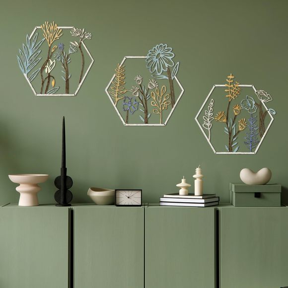 3 Pcs Metal Flower Wall Decor Minimalist Floral Wall Hanging Decor Meta Flower🐴 - Picture 4 of 7